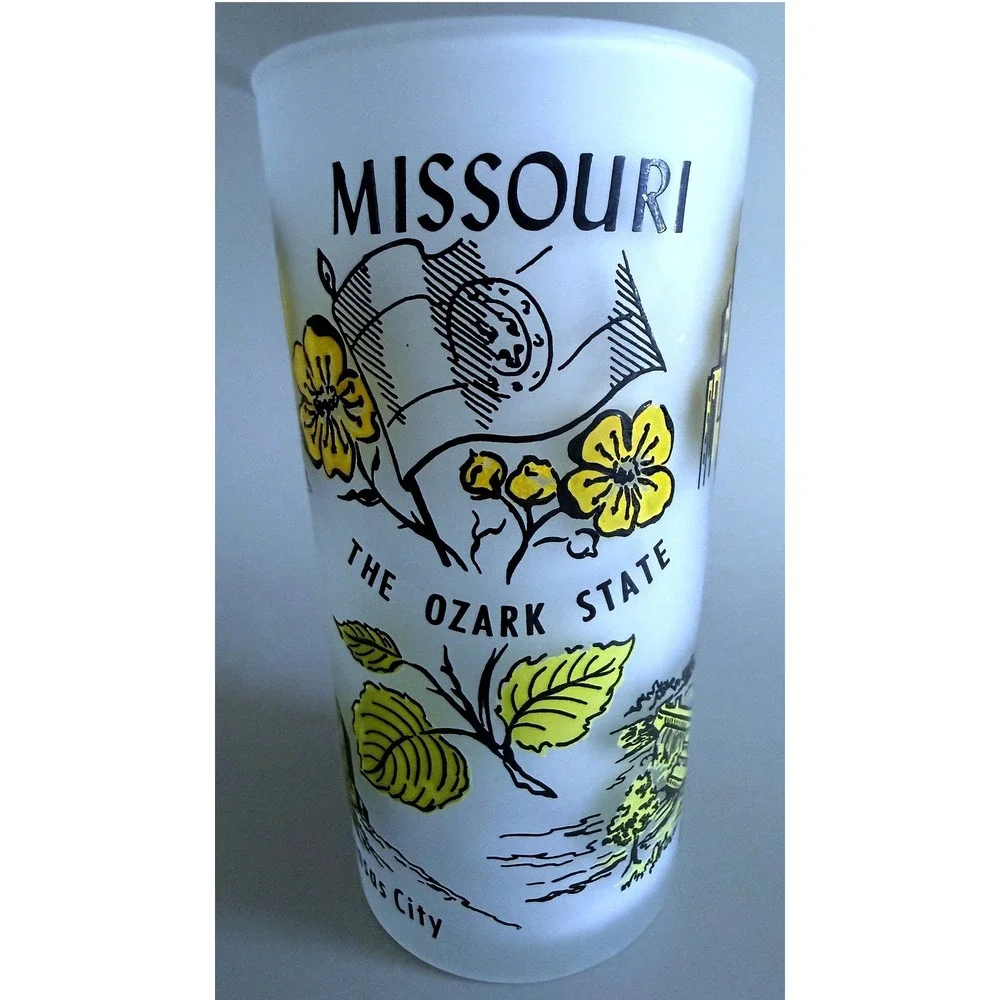 Missouri Vintage 1960s State Landmarks Frosted Glass Tumbler Enamel Paint 5